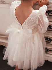 Alyssa Ivory Flower Girls Dress - A Little Lacey