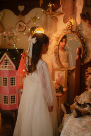 Alyssa Girls Ivory Long Sleeve Dress - Full Length - A Little Lacey