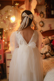 Alyssa Girls Ivory Long Sleeve Dress - Full Length - A Little Lacey