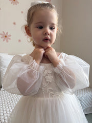 Alyssa White Flower Girls Dress - A Little Lacey
