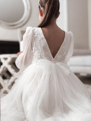 Alyssa Girls Long Sleeve Dress - Full Length - A Little Lacey