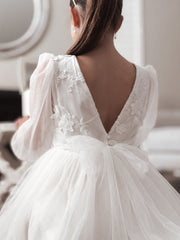 Alyssa White Flower Girls Dress - A Little Lacey