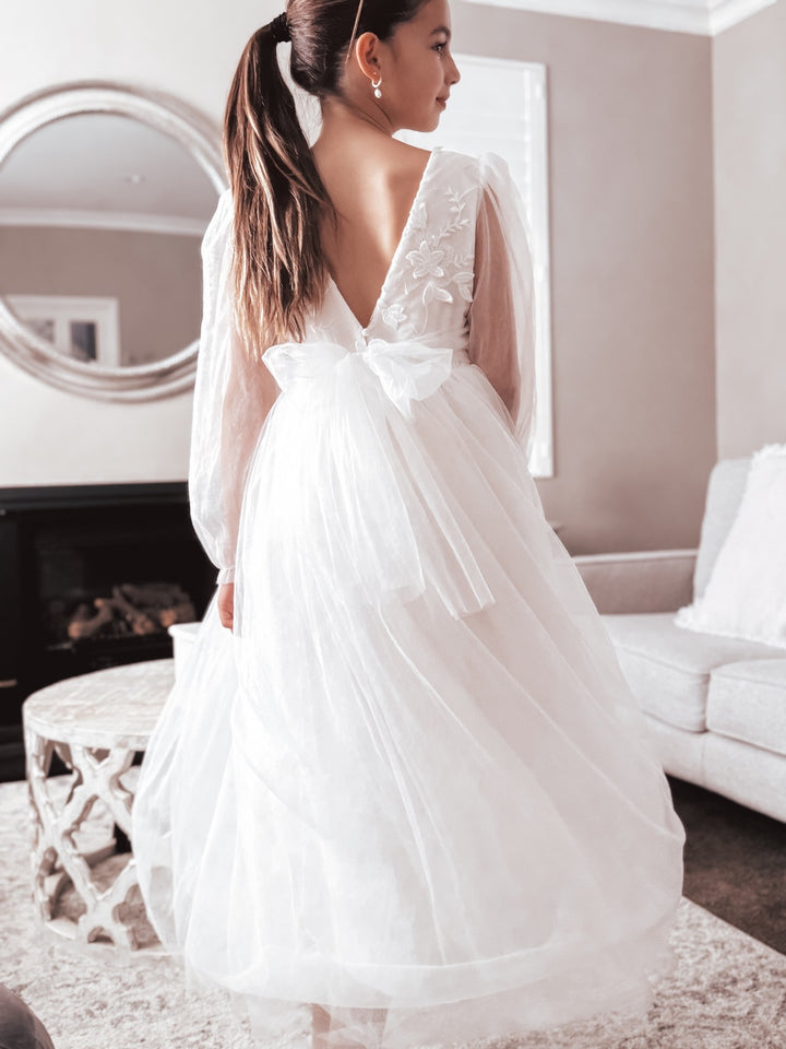 Alyssa Girls Long Sleeve Dress - Full Length