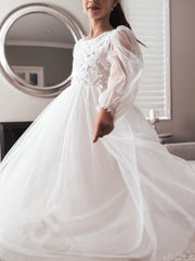 Alyssa Girls Long Sleeve Dress - Full Length - A Little Lacey