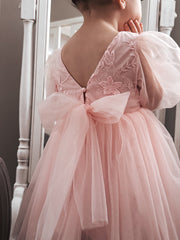 Alyssa Pink Flower Girls Dress - A Little Lacey