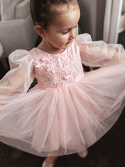 Alyssa Pink Flower Girls Dress - A Little Lacey