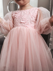 Alyssa Pink Flower Girls Dress - A Little Lacey