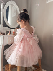 Alyssa Pink Flower Girls Dress - A Little Lacey