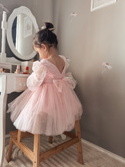 Alyssa Pink Flower Girls Dress - A Little Lacey