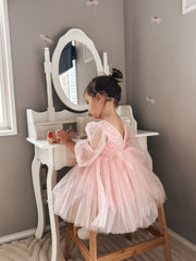 Alyssa Pink Flower Girls Dress - A Little Lacey