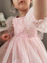 Alyssa Pink Flower Girls Dress - A Little Lacey