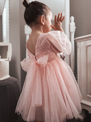 Alyssa Pink Flower Girls Dress - A Little Lacey