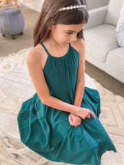 Anna Girls Hi Low Dress - Forest Green - A Little Lacey