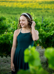 Anna Girls Hi Low Dress - Forest Green - A Little Lacey