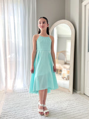 Anna Girls Hi Low Dress - Turquoise - A Little Lacey