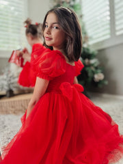 Annabella Red Girls Christmas Dress - SIZE 5 & 7 - A Little Lacey