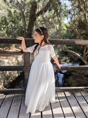 Annalise Girls White Short Sleeve Dress - A Little Lacey