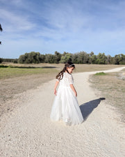 Annalise Girls White Short Sleeve Dress - A Little Lacey