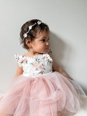 Aria Tulle Baby Romper - Dusty Pink - A Little Lacey