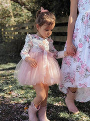 Audrey Rose Girls Long Sleeve Dress - Dusty Pink - A Little Lacey