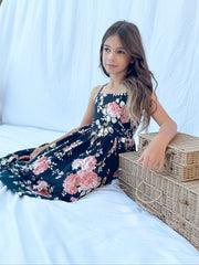Ava Girls Floral Maxi Dress Navy Blue - A Little Lacey