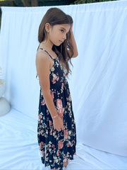 Ava Girls Floral Maxi Dress Navy Blue - A Little Lacey