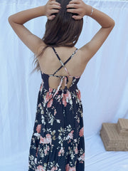 Ava Girls Floral Maxi Dress Navy Blue - A Little Lacey