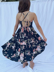Ava Girls Floral Maxi Dress Navy Blue - A Little Lacey