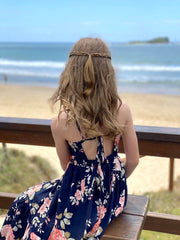 Ava Girls Floral Maxi Dress Navy Blue - A Little Lacey