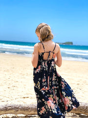 Ava Girls Floral Maxi Dress Navy Blue - A Little Lacey