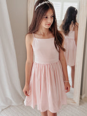 Adele Girls Pink Satin Dress - A Little Lacey