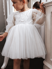 Alyssa White Flower Girls Dress - A Little Lacey