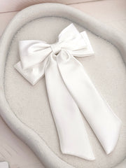 Amelie White Satin Bow - A Little Lacey