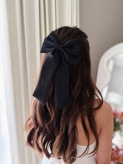 Amelie Black Satin Bow - A Little Lacey