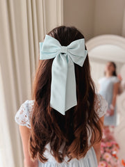 Amelie Blue Satin Bow - A Little Lacey