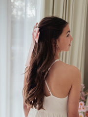 Amelie Pink Satin Bow - A Little Lacey