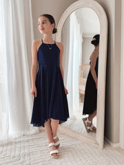 Anna Girls Hi Low Dress - Navy Blue - A Little Lacey