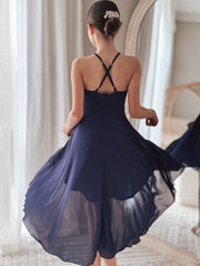 Anna Girls Hi Low Dress - Navy Blue - A Little Lacey