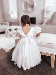 Bella Girls White Satin Dress - A Little Lacey