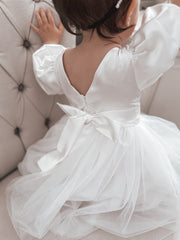 Bella Girls White Satin Dress - A Little Lacey