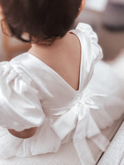 Bella Girls White Satin Dress - A Little Lacey