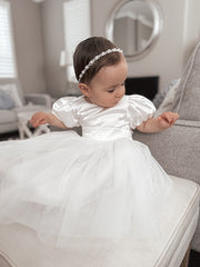 Bella Girls White Satin Dress - A Little Lacey