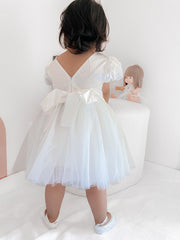 Bella Girls White Satin Dress - A Little Lacey