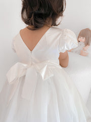 Bella Girls White Satin Dress - A Little Lacey