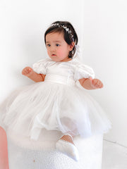 Bella Girls White Satin Dress - A Little Lacey