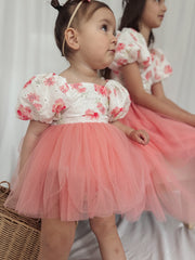 Blossom Puff Sleeve Girls Dress - A Little Lacey
