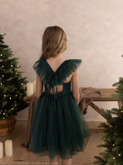 Belle Girls Green Sparkle Christmas Dress - A Little Lacey