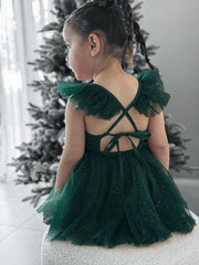 Belle Green Sparkle Baby Romper - A Little Lacey