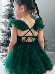 Belle Green Sparkle Baby Romper - A Little Lacey