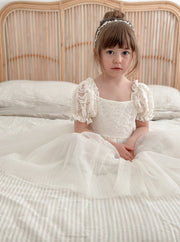 Callista Puff Sleeve Ivory Dress - A Little Lacey